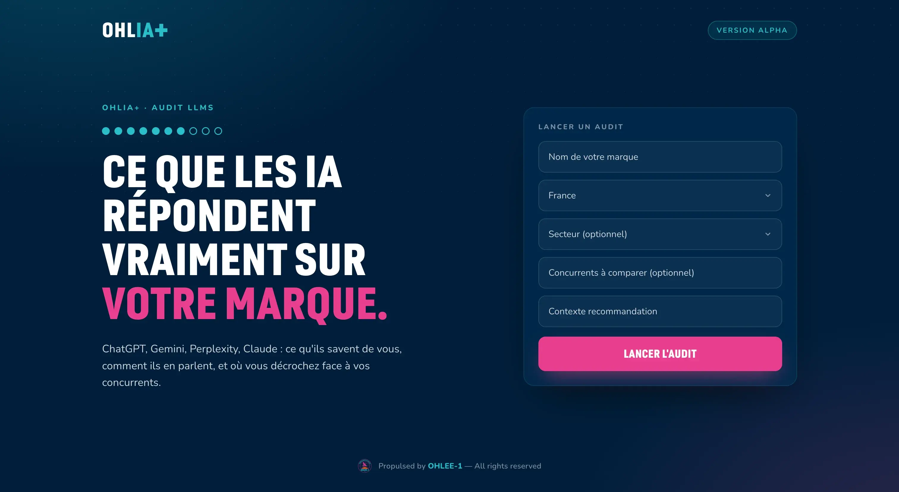 Audit de marque — Contextualisation dans les LLMs OHLEE-1